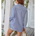 thumbnail image 3 of Camisa De Manga Larga, Blusa A Rayas, Parte Superior De Tela De Poliéster, Amigable Con La Piel, Lavar A Máquina, Cuello De Solapa De Un Solo Pecho Para Negocios Para La Vida ANGGREK No, 3 of 8
