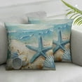 thumbnail image 3 of Chilfamy Set of 2  Nautical Coastal Throw Pillow Covers Ocean Themed Beach Seashell Coral Starfish Pillows Case Soft Cushion Covers for Outdoor Sofa Home Decor, White, 3 of 7
