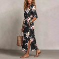 thumbnail image 5 of Lnmiateer Women Beach Vacation Swing Dress Collared 3/4 Sleeve Button‑Down Loose Fit With Side Pockets Casual Going‑Out Outfit, 5 of 7