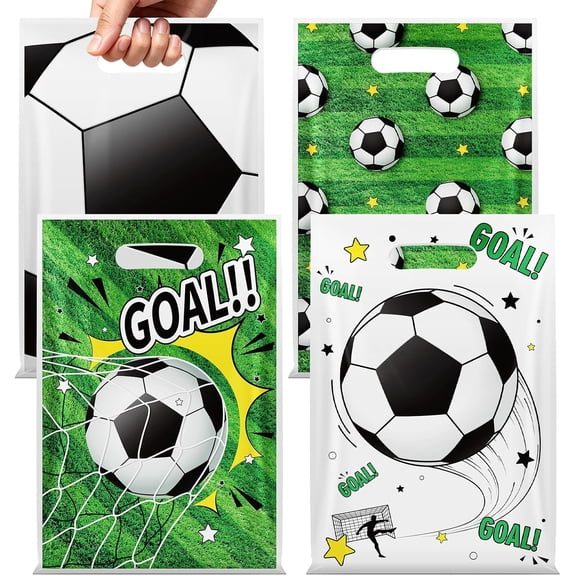 Sinekong 60pcs Soccer Party Favor Bags, Soccer Goodie Bags with Handles for Kids Birthday Party, Team Sports Events