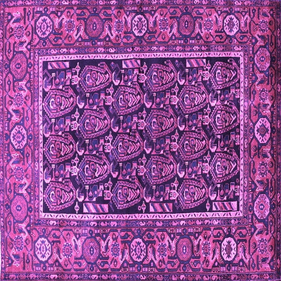 Ahgly Company Indoor Square Persian Purple Traditional Area Rugs, 7' Square
