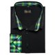 thumbnail image 4 of Camisa de vestir DiBangu para hombre, manga larga, casual, con botones, corte regular, interior en contraste, para fiestas de negocios, negra y verde brillante, talla L, 4 of 6