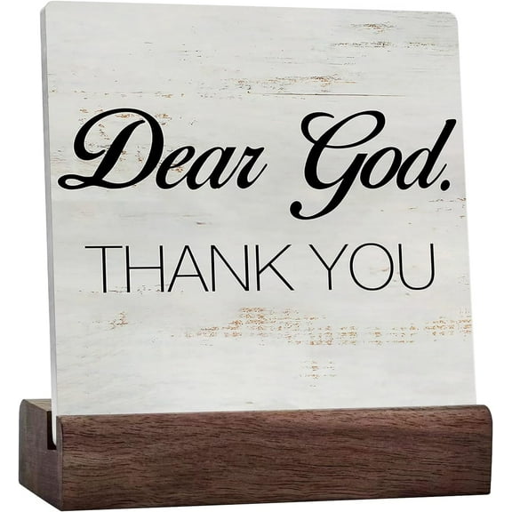 Dear God Thank You Ceramic Table Sign Desk Decor Farmhouse Ceramic Tableplaque Rustic Sign For Living Room Shelf Table Decoration