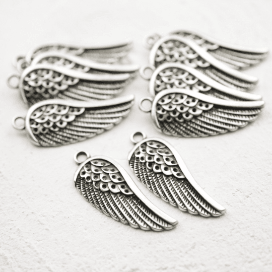 50pcs Tibetan Silver Angel Wing Charms Pendant For Bracelet Jewelry19x10mm 