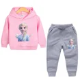 thumbnail image 3 of Ropa de primavera para niños, suéter de manga larga con capucha y pantalón de Frozen Elsa para niñas, conjuntos de 2 piezas, ropa para niñas pequeñas, 3 of 5