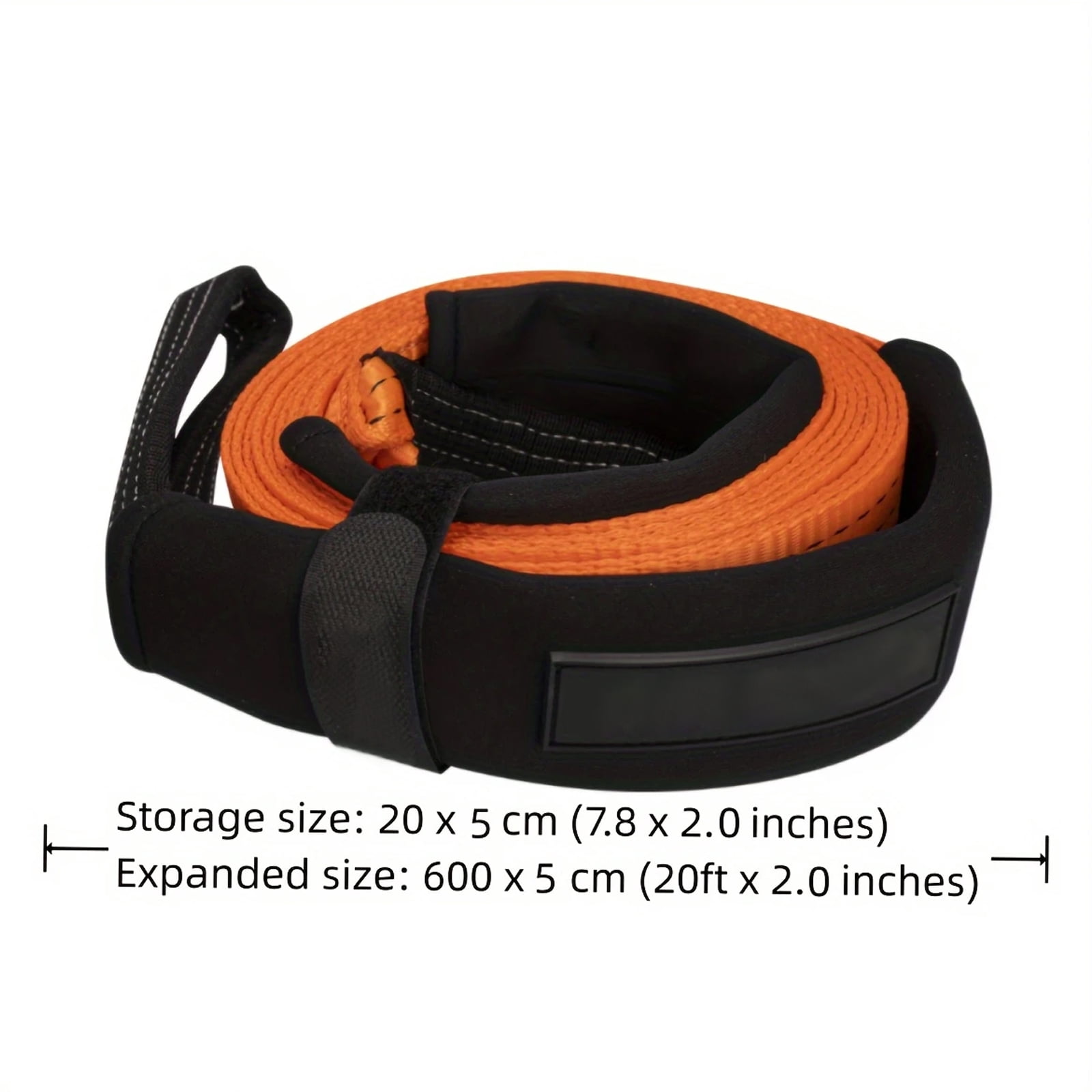 Tow Straps Heavy Duty with Hooks,2" X 20 Ft 15400 Lb Recovery Rope with 2 D Ring Shackles,Tree Saver Winch Strap  for Hoist,Towing,Moving,And Winch (Orange)