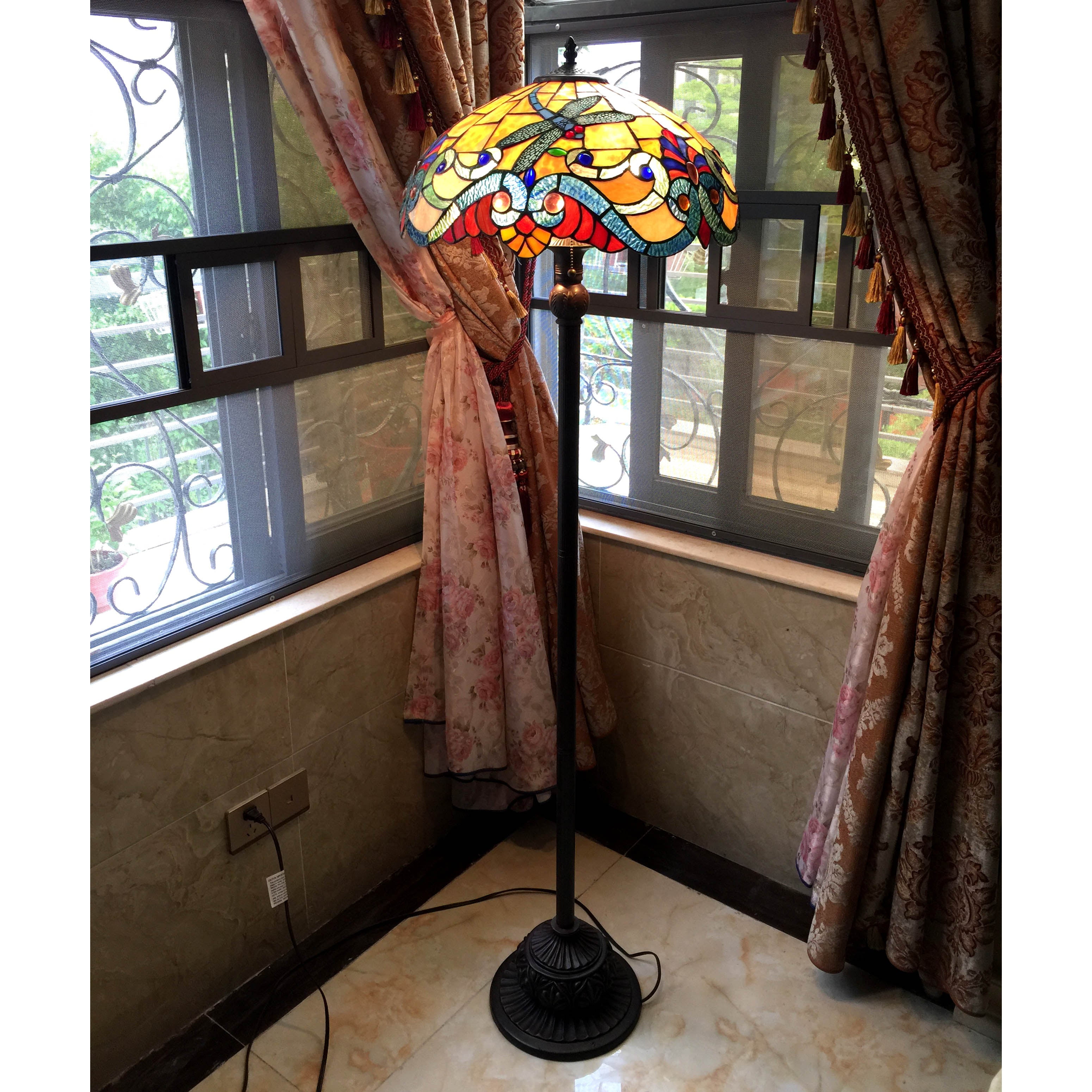 RADIANCE Goods Tiffany-Style 2 Light Dragonfly Floor Lamp 18" Shade