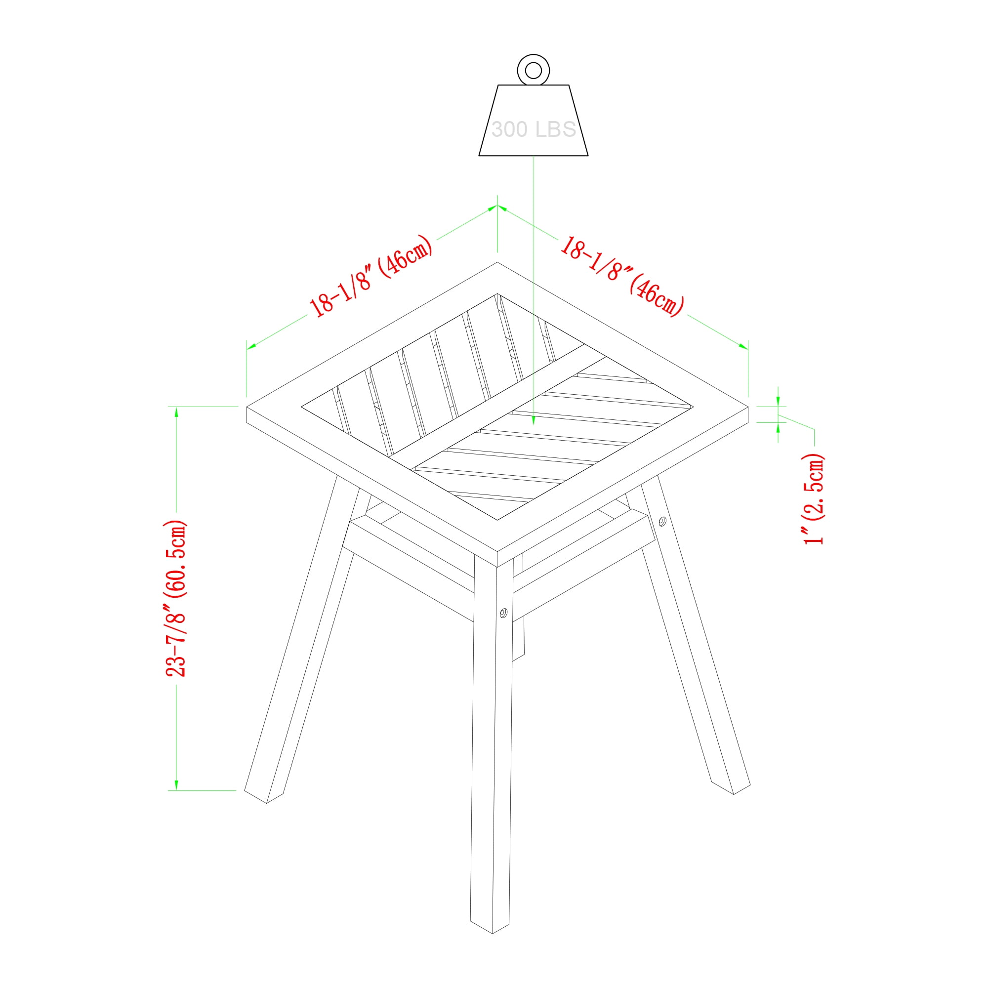 Walker Edison Wood Outdoor Patio End Table with Chevron Design, Grey Wash