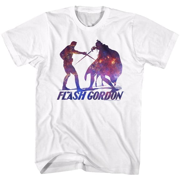 Flash Gordon Silhouphite White Adult T-Shirt 4Xl