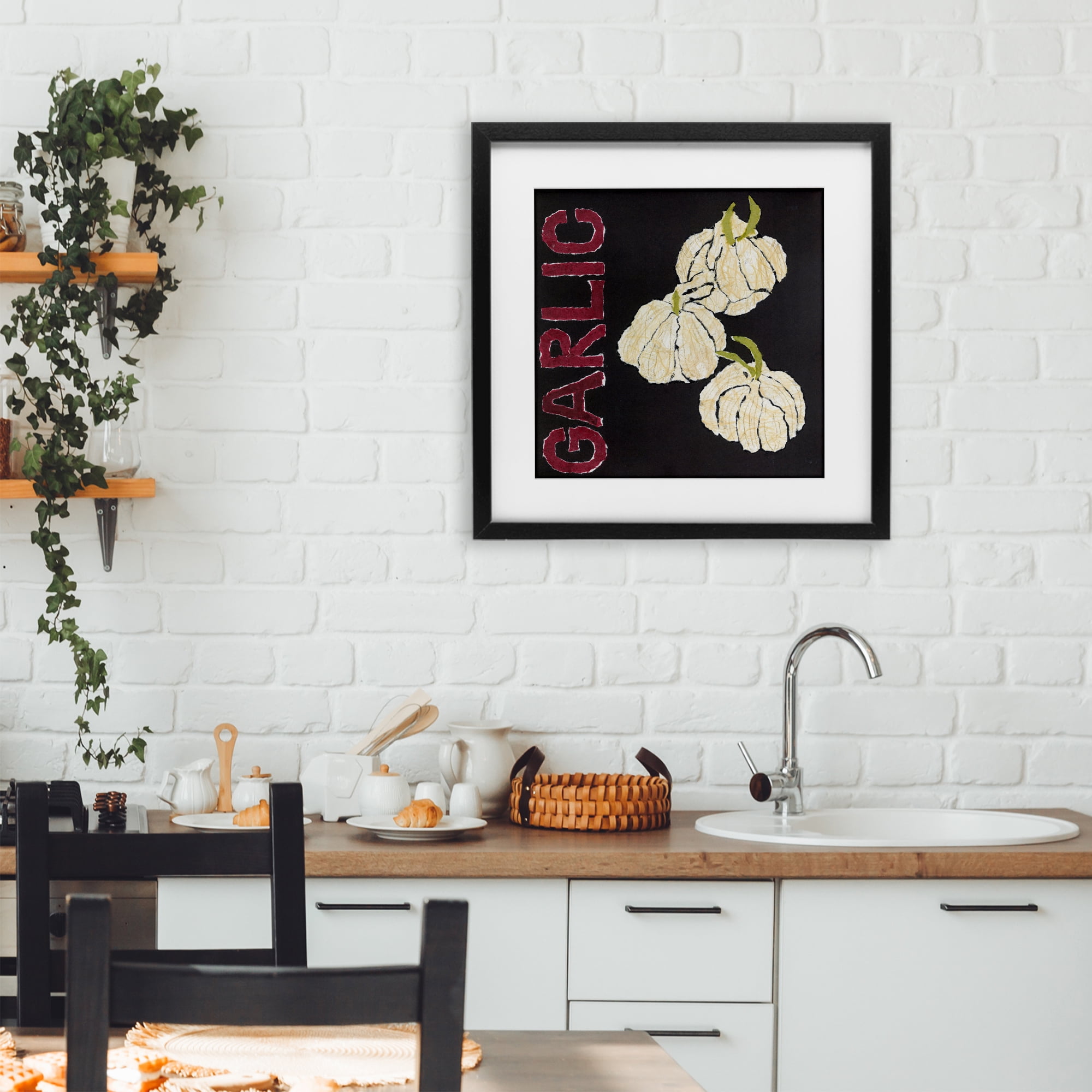 Stupell Industries Garlic Garden Vegetable Black Framed Print Under Glass, design by Nancy Overton