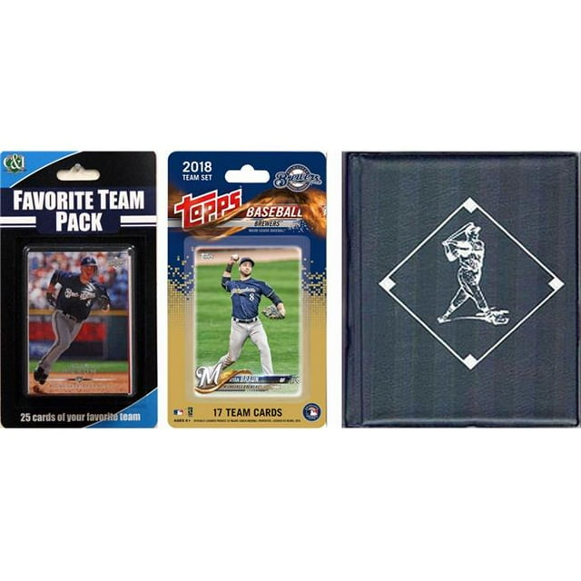 C & I Collectables BREWERSTSC18 MLB Milwaukee Brewers Licensed 2018 Topps Team Set & Favorite Player Trading Cards Plus Storage Album