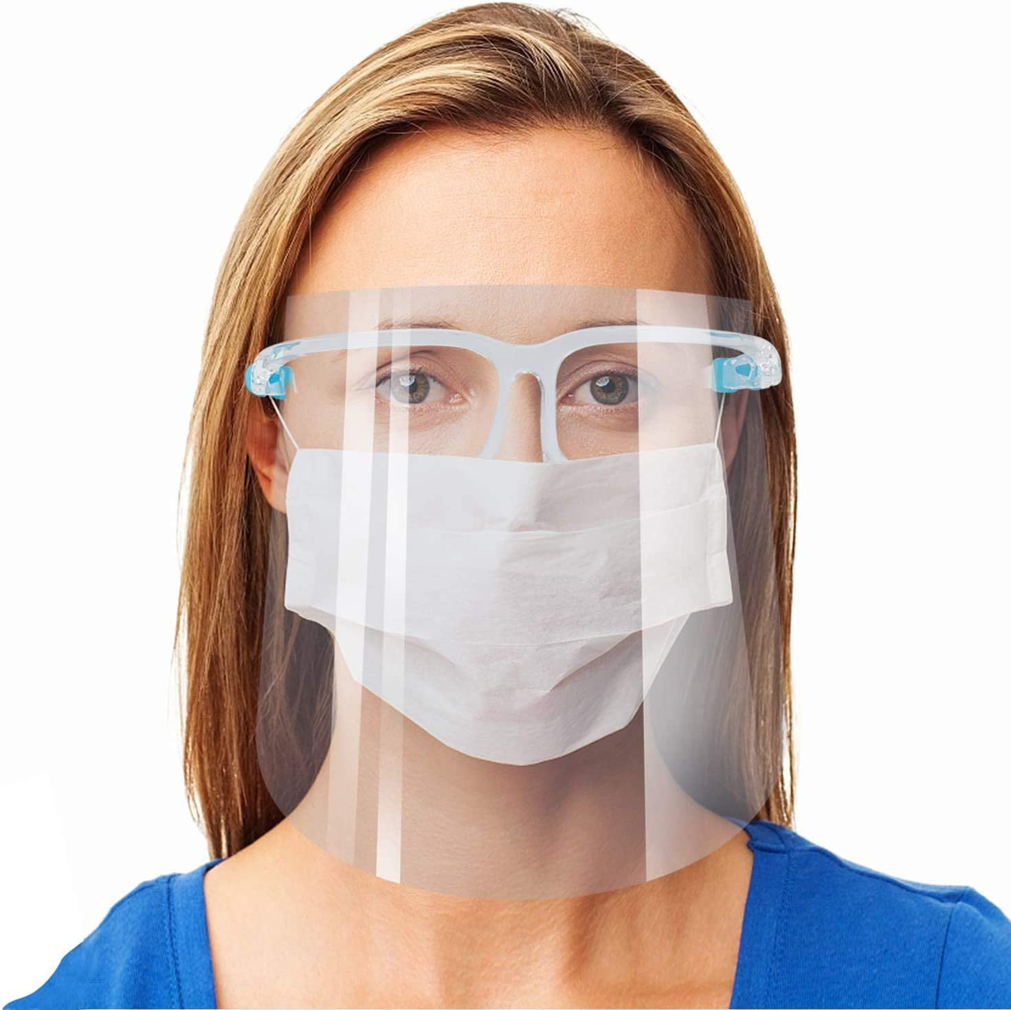 Fast Shipping 5PC Face Shield w/Glasses Fits Over Glasses-AntiFog Reuseable 