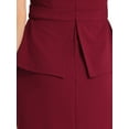 thumbnail image 5 of INSPIRE CHIC Women's Crew Neck Peplum Contrast Trim Short Sleeve Wear-to-Work Bodycon Sheath Dress XS Burgundy, 5 of 6