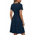 thumbnail image 5 of UVN Dresses for Women Deep V Neck Short Sleeve Summer Sundress Midi Party dress with Pocket, 5 of 9