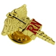 thumbnail image 2 of Registered Nurse Red RN Gold Caduceus Lapel Pin, 2 of 3