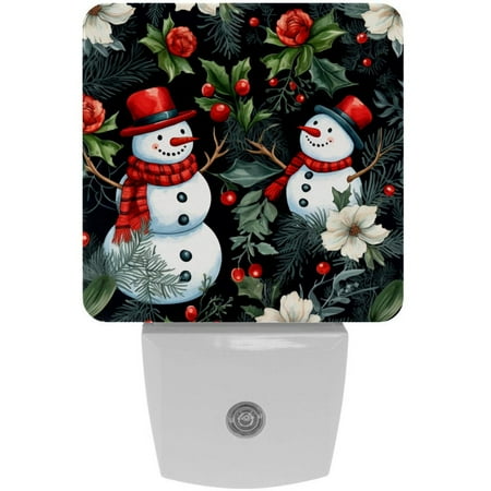 

Christmas snowman LED Square Night Lights - Energy Efficient and Stylish Decor for Any Room | Set of 2 Dimmable Bedside Lamps with Touch Control and Auto Timer