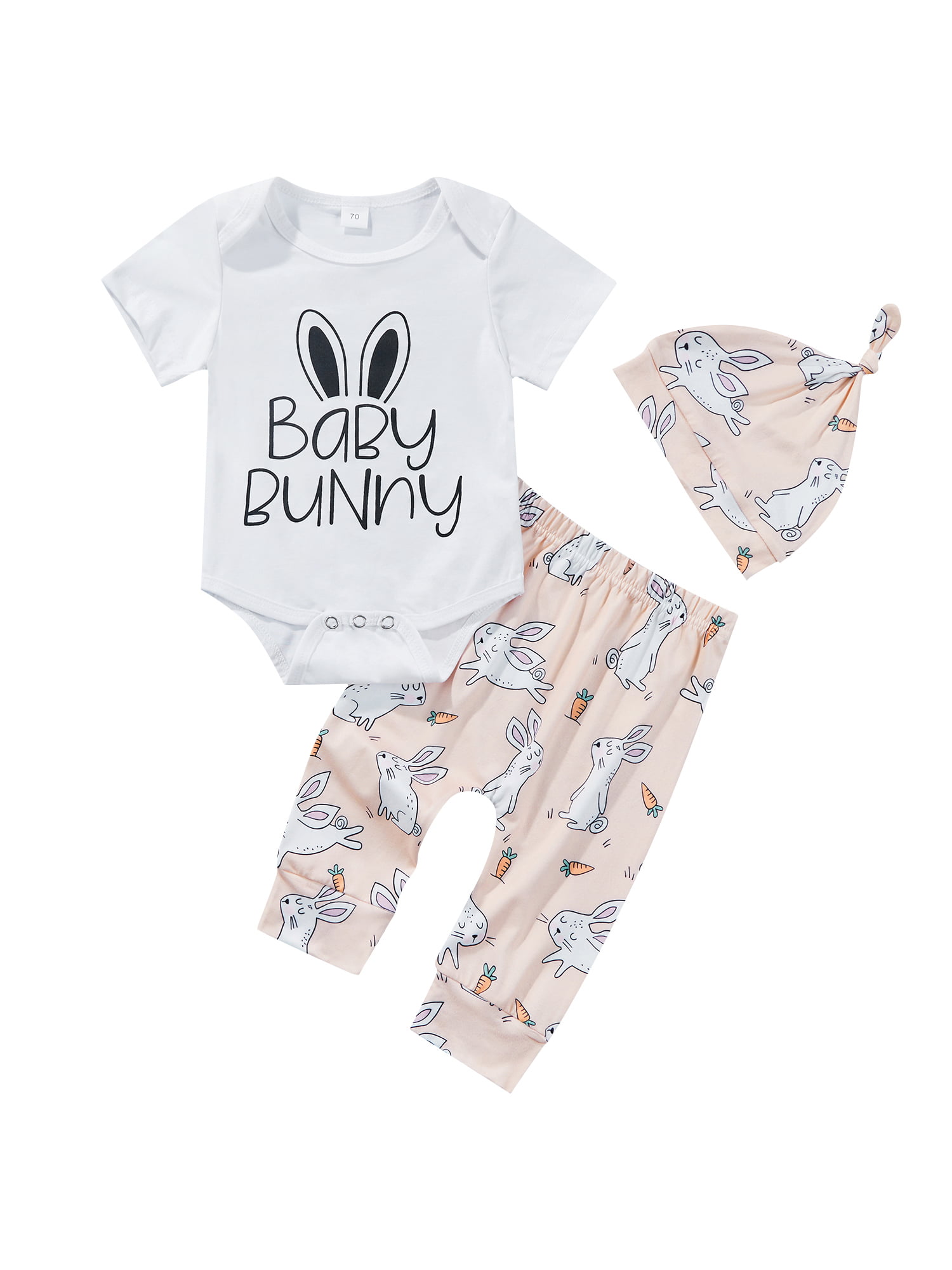Easter Infant Kids Baby Girls Boys Cartoon Letter Print T Shirt Pant 2PC Outfits 