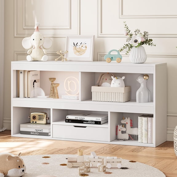 KOKEBREN Wooden Kids Bookshelf with Drawer - Toy Storage Organizer for Playroom, Classroom, Nursery & Kids’ Room
