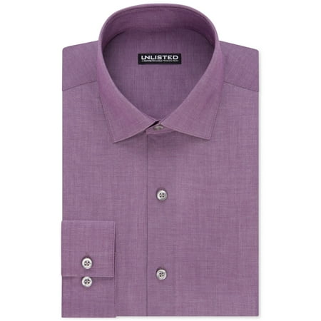 Kenneth Cole NEW Purple Mens Size 16 1/2 Slim Fit Chambray Dress Shirt