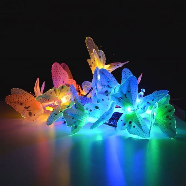 Cadena de luces LED con forma de mariposa de fibra óptica para acampar, iluminación para jardín, tronco de árbol, mercado nocturno