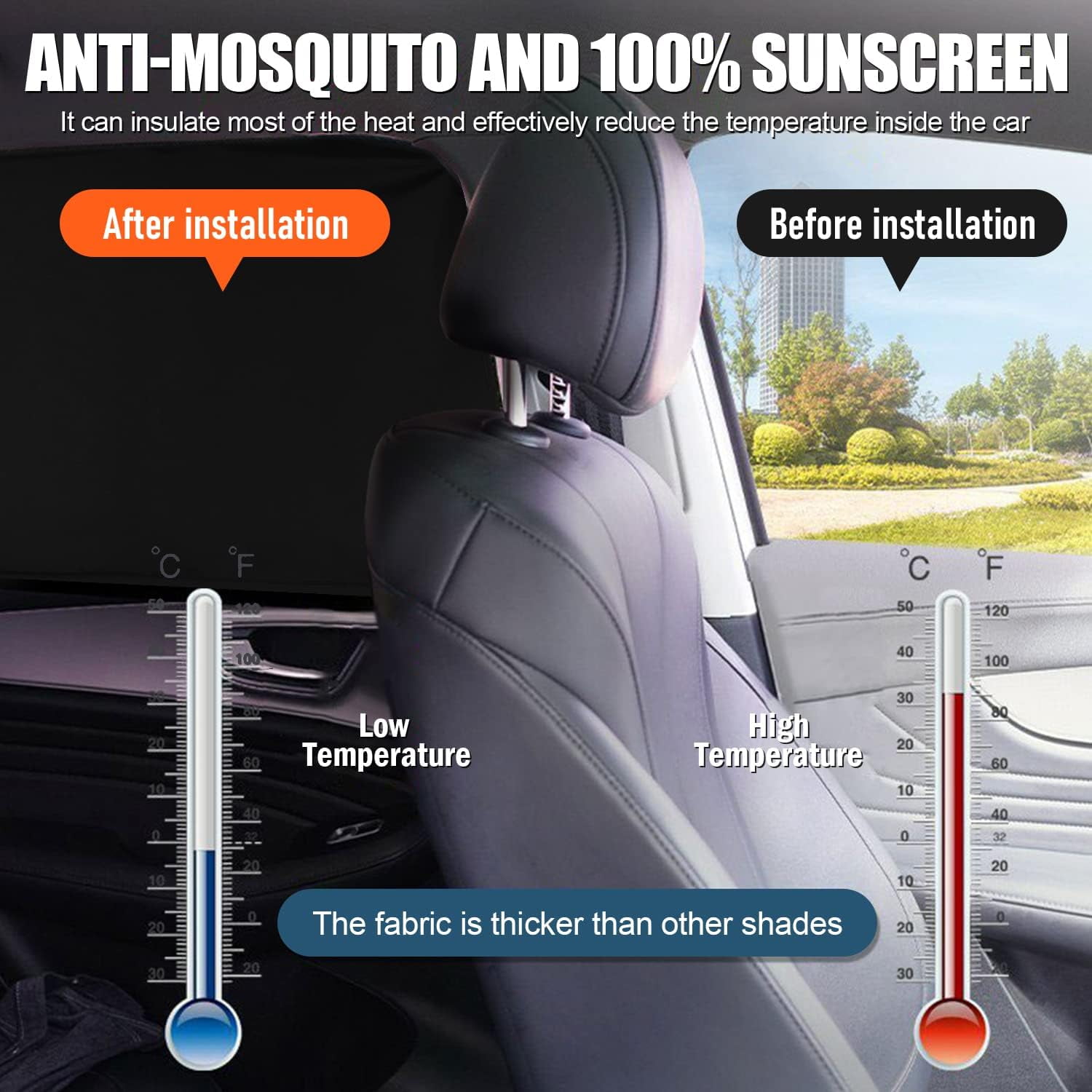 Car Window Shades, HOMEYA 4 Pack Magnetic Car Side Window Sun Shade Cover Front Rear Shield UV Block Protection (Front & Rear)