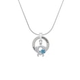 thumbnail image 2 of Delight Jewelry Silvertone Open Sea Turtle with Blue Plumeria Hockey Ring Charm Necklace, 18", 2 of 4