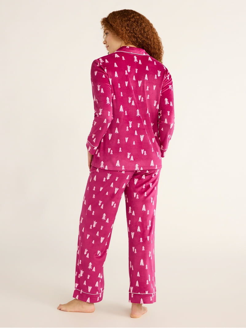 Joyspun Cozy Jersey Notch Collar 2-Piece Pajama Set - Walmart.com