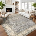 thumbnail image 3 of Washable Area Rugs, Beige Yellow 5'X7' Antique Distressed Large Rug for Living Room, Modern Non Slip Stain Resistant Vintage Print Accent Carpet Floor Mat for Bedroom Dining Office Farmhouse, 3 of 6