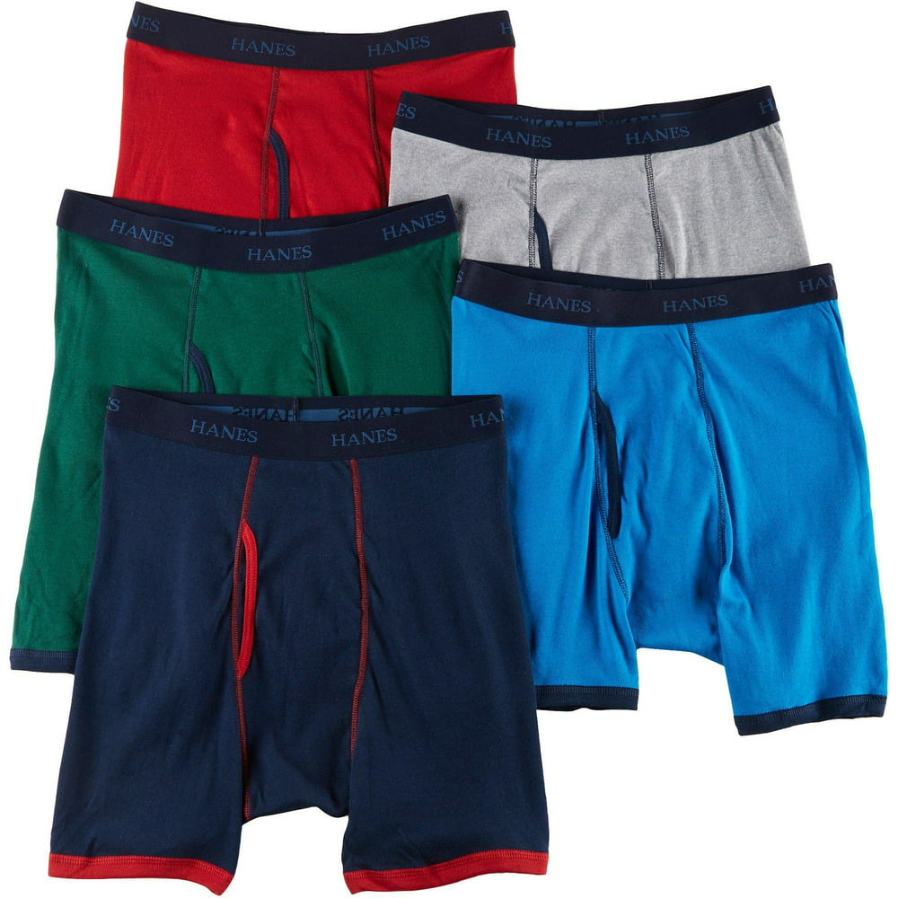 Hanes - Mens 5 Pack Classics Exposed Waistband Ringer Boxer Brief ...
