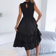 thumbnail image 4 of Women's 2026 Casual Loose Plain Maxi Sundress Smocked Elastic Waist Tank Dress Sleeveless Summer Beach Tiered Long Dresses, 4 of 7