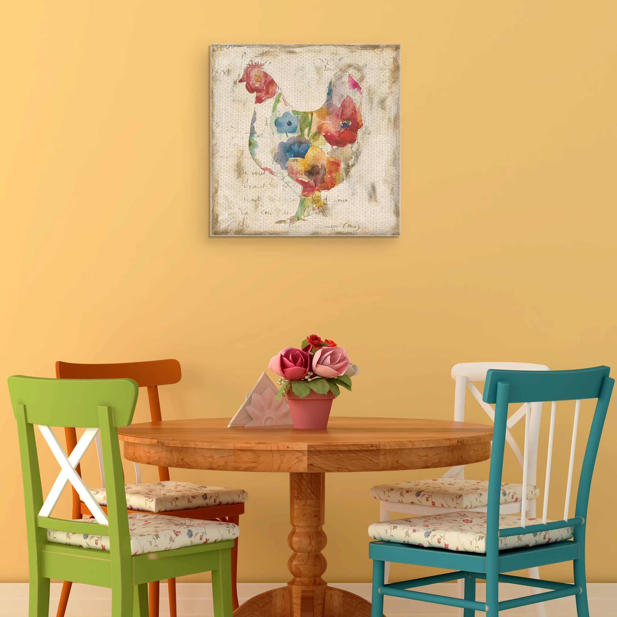 Flowered Hen by Carol Robinson Wrapped Canvas Painting Art Print