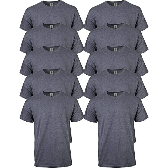 Gildan mens Heavy Cotton T-shirt, Style G5000, Multipack T Shirt, Dark Heather 10-pack, Large US Pack of 10