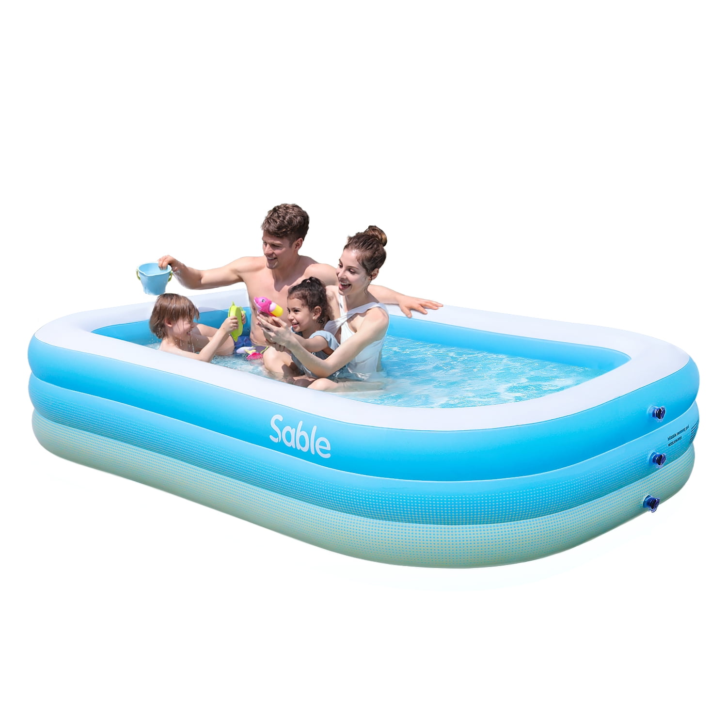 Sable Inflatable Pool, Rectangular Swimming Pools for Kids, Adult, Family,  50% Thicker, 7.68 x 4.66 x 1.67 ft