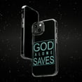 thumbnail image 6 of DistinctInk Clear Hybrid Case for Apple iPhone 15 Pro Max (6.7" Screen) - God Alone Saves - Tempered Glass Back, 6 of 9