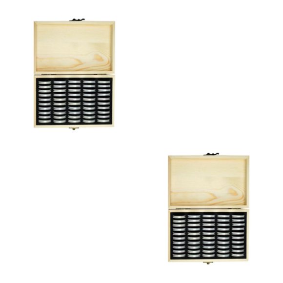 Billuyoard Caja de almacenamiento de monedas de para 50 piezas de monedas cápsulas de monedas estuche protector de pantalla Tipo 1 2Conjunto