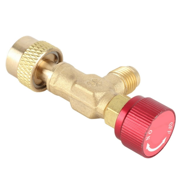 1/4 to 5/16 Inches Control Valve Brass Air Conditioning Adapter Valves Thickened Body Water Pipe Connector for Refrigerant Charging Hose R410A