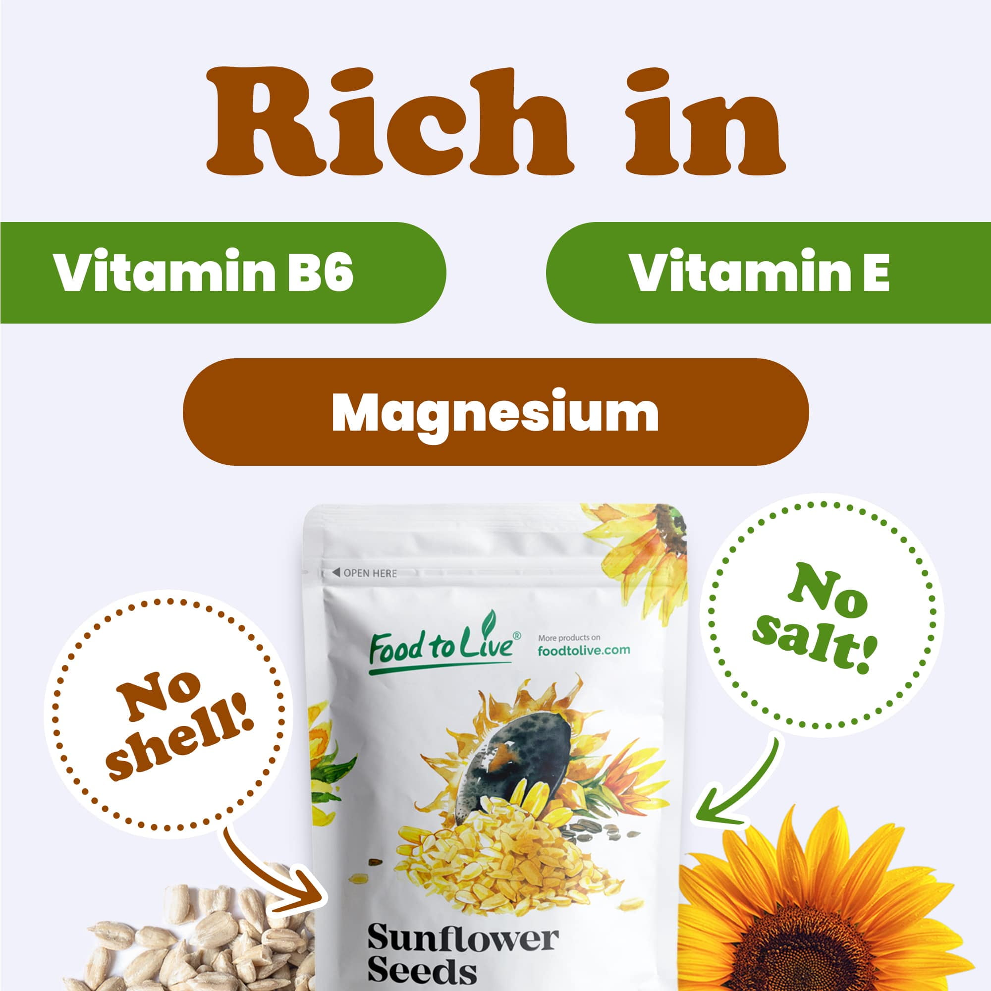Food to Live, Raw Sunflower Seeds, 5 Pounds, Kosher