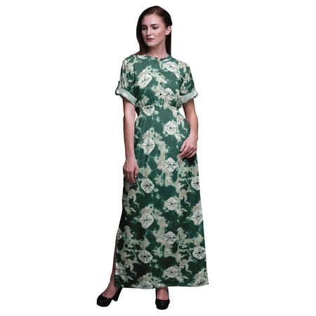 

Bimba Rayon Bandhani Tie-Dye Printed Womenâ€™s Long MaxiÂ DressÂ Gown With Side Slit-XX-Large