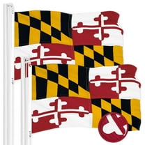 G128 2 Pack: Maryland MD State Flag | 1x1.5 Ft | ToughWeave Series Embroidered 300D Polyester | Embroidered Design, Indoor/Outdoor, Brass Grommets