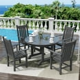 thumbnail image 4 of WestinTrends Malibu Patio Dining Table, All Weather Poly Lumber Adirondack 47" Trestle Round Outdoor Table with Umbrella Hole, Gray, 4 of 7