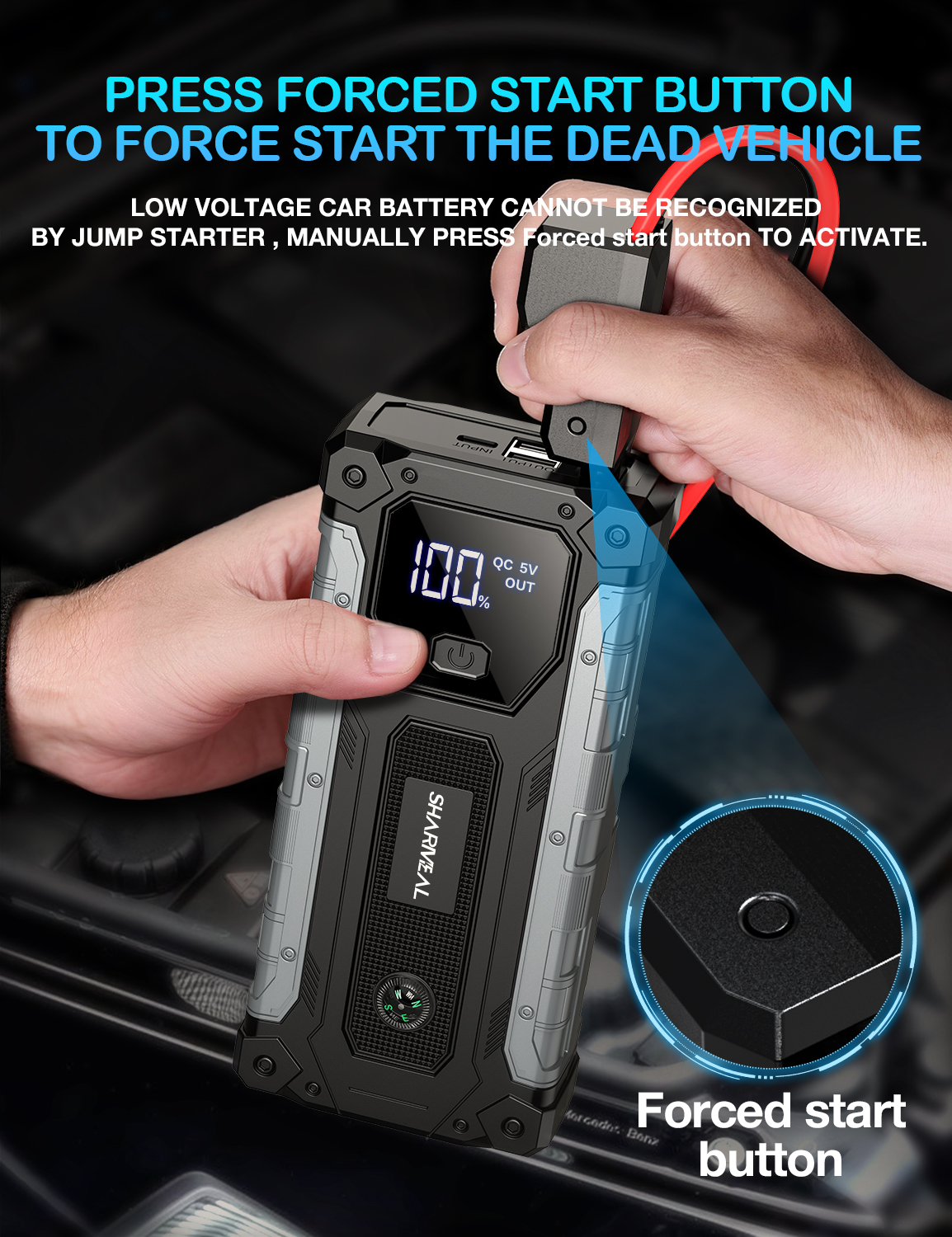 Sharmeal 7000A Portable Car Jump Starter with USB Ports photo 6