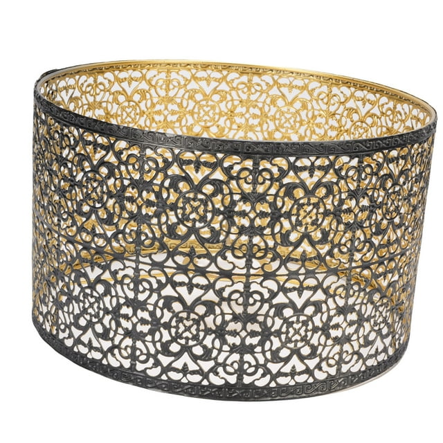 Pantalla De Lámpara, Pantalla De Metal Decorativa E14 E27 Negro Y Dorado Hueco Disipación De Calor Para Lámpara De Mesa