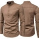thumbnail image 3 of Camisas Casuales Sólidas Para Hombres Cuello De Pie Manga Larga Slim Fit Camisa De Lino Talla Grande M-5XLpangjing, 3 of 4