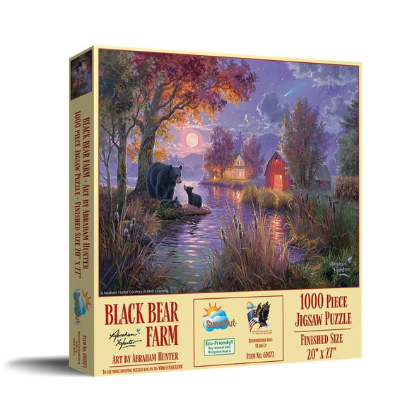 SUNSOUT INC - Black Bear Farm - 1000 piece Jigsaw Puzzle for Adults by Artist: Abraham Hunter - Finished Size 20" x 27" - MPN# 69873