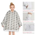 thumbnail image 6 of Brown Christmas Deer Pattern Blanket Hoodies for Kids 6-13YR Oversize Wearable Blanket Hoodies for Boys Girls Teens, 6 of 7