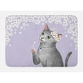 thumbnail image 1 of Cat Bath Mat, Digitally Generated Cherry Blossoms and a Paw Raised Kitten Animal, Plush Bathroom Decor Mat with Non Slip Backing, 29.5" X 17.5", Pastel Purple Multicolor, by Ambesonne, 1 of 2