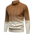 thumbnail image 6 of Wrtxtat Men's Sweater Fashion Gradient Color Stretch Slim Fit Pullover Winter Casual Midweight Mock Neck Windproof Sweaters Brown XXL, 6 of 6