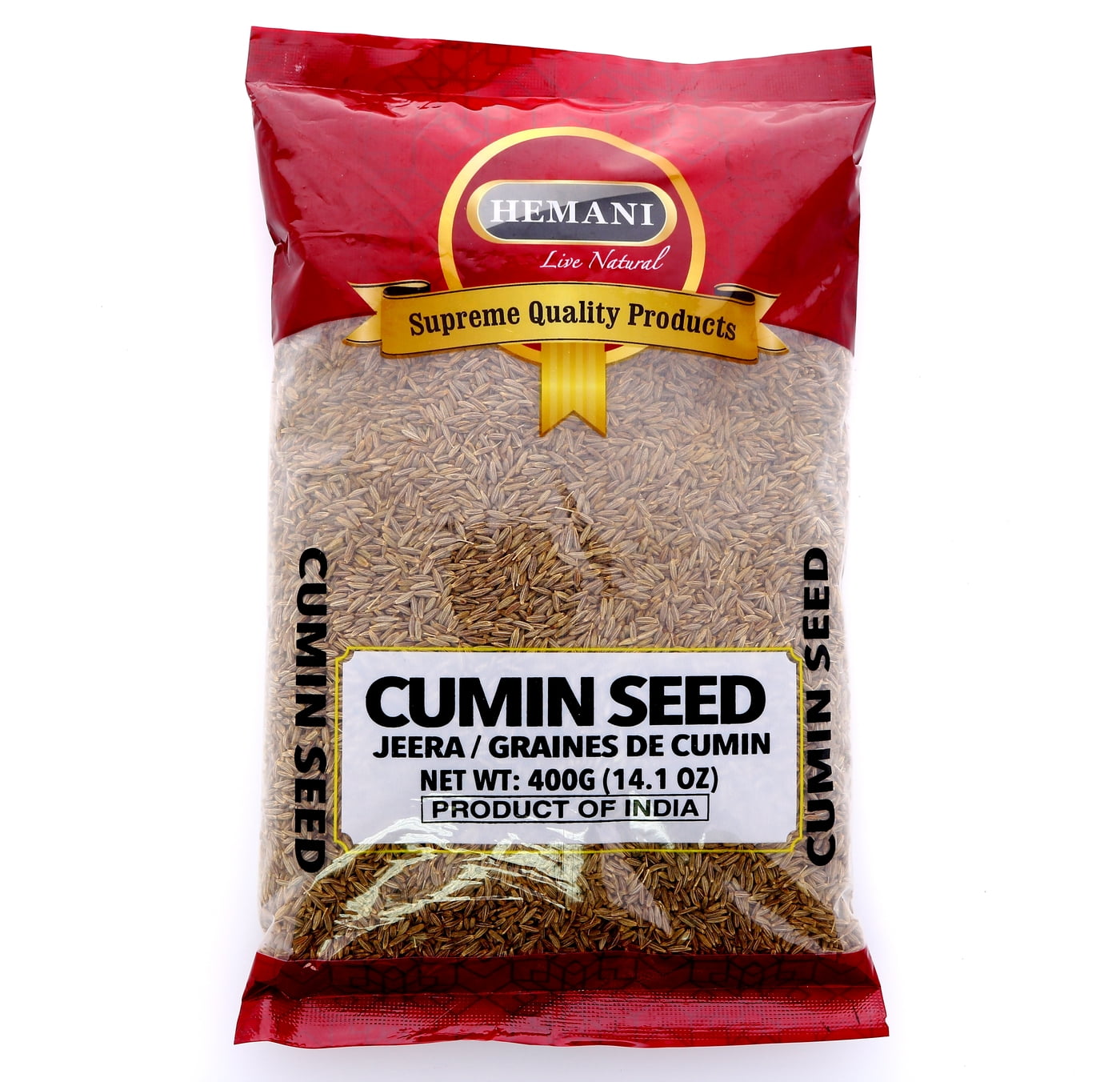 HEMANI Cumin Seeds Whole - Jeera/Zeera - Spice 400gm (14.1 oz) - Perfect for Cooking & Seasoning - All Natural, Gluten Friendly & NON-GMO - Vegan - Authentic Indian Spice