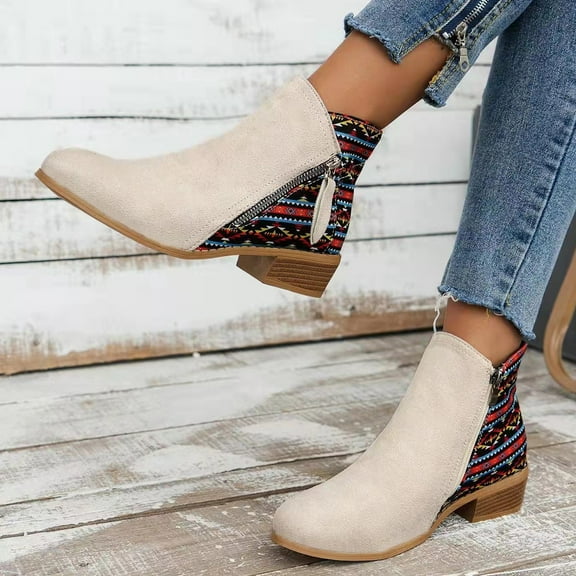 Wowcloth Pointed Toe Ankle Boots for Women – Convenient Outer Zipper & Chunky Heel Design with Stylish and Versatile Look for Everyday Wear