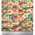 thumbnail image 1 of Soimoi Green Moss Georgette Fabric Anemone & Roses Floral Print Fabric by the Yard 42 Inch Wide, 1 of 3